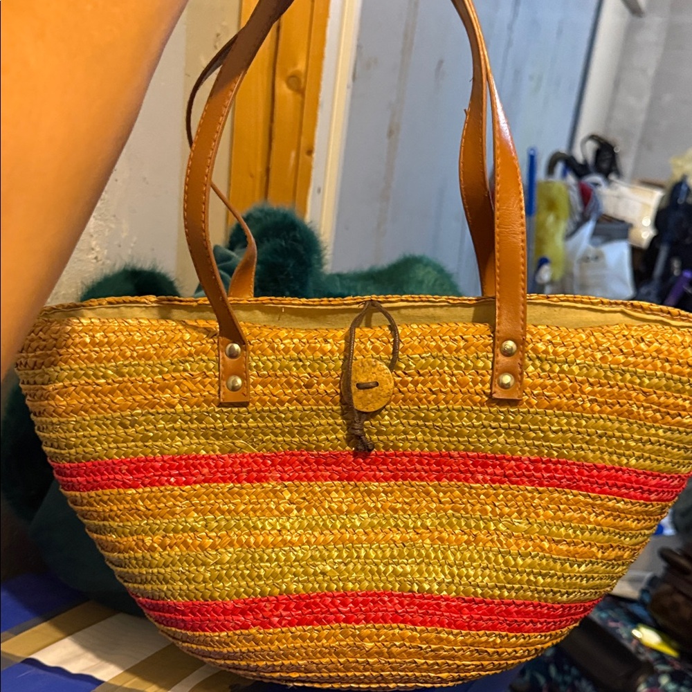 Stylish Multicolor Straw Tote Bag